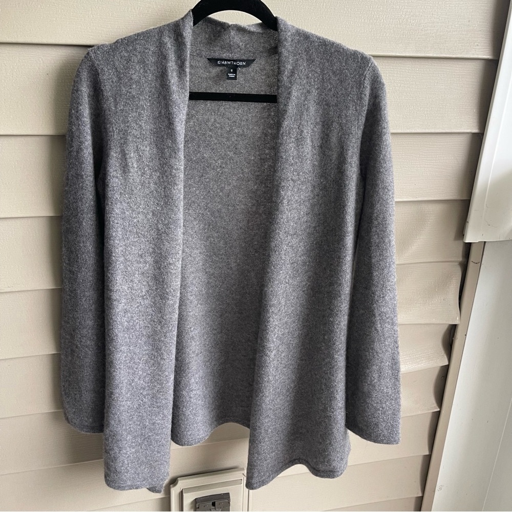 41 Hawthorn Cashmere Open Front Cardigan in Gray Size Medium Carrier Money